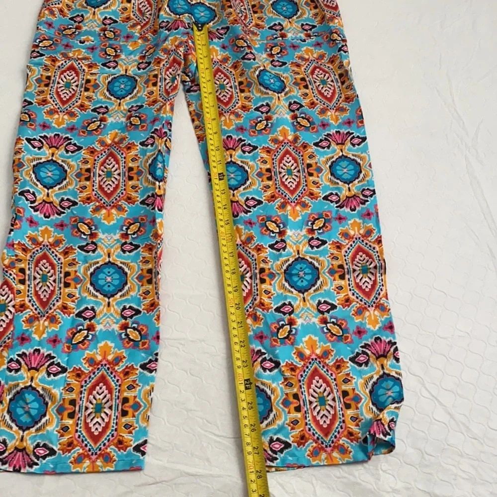 Hale Bob Peliah silk charmeuse pants in turquoise multicolor print M - Picture 9 of 13